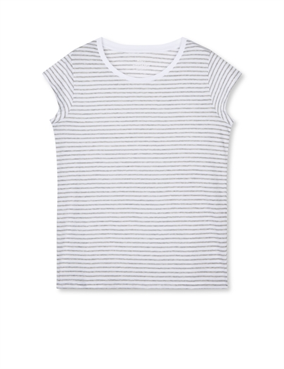 Mads Nørgaard - Organic Favorite Stripe Teasy T-shirt - Briliant White/Light Grey